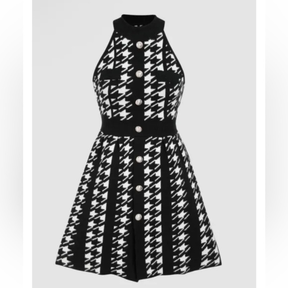 New CIDER Knit Houndstooth Stretch Knit Sweater Dress Sz M NEW - Picture 1 of 3